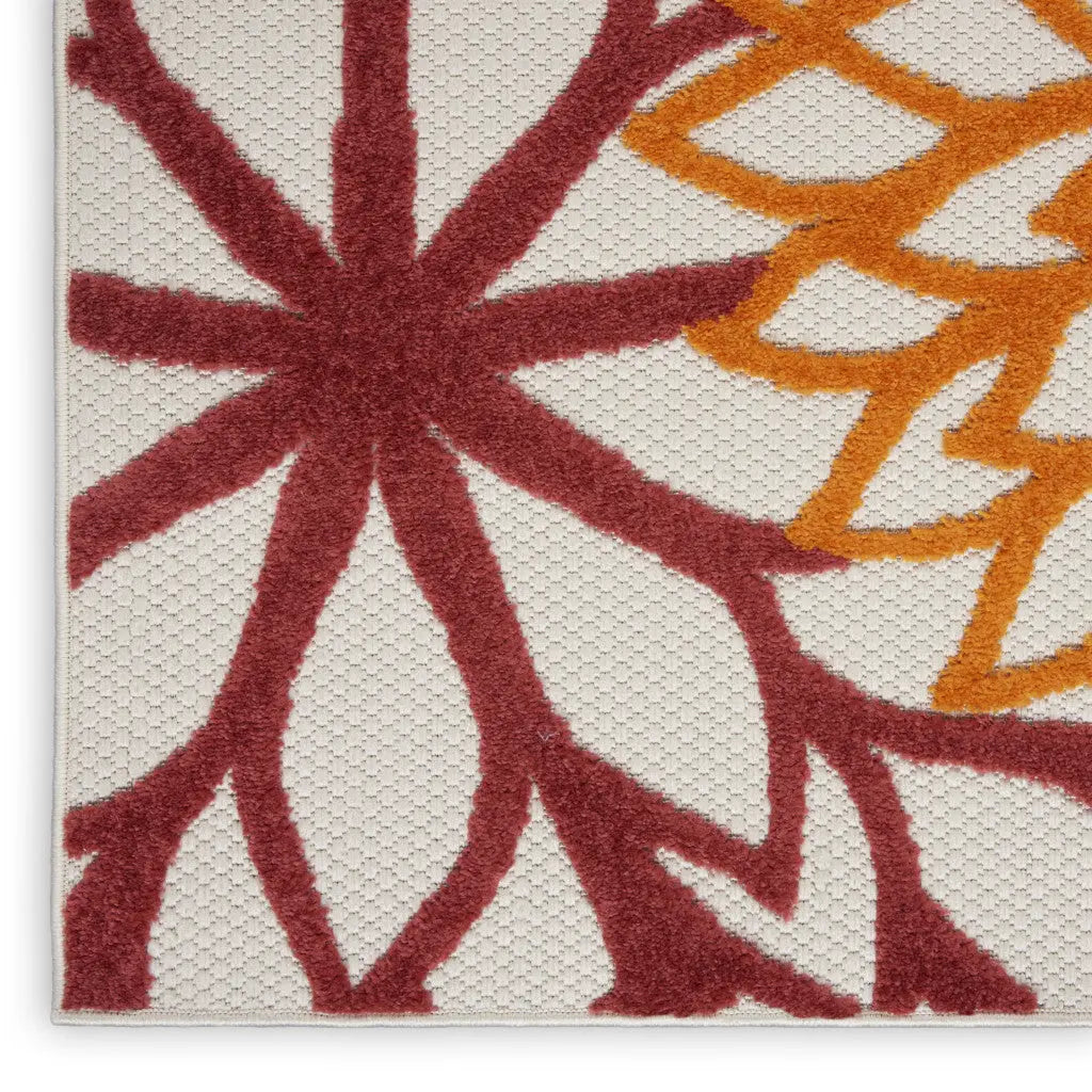 12' X 15' Red And Ivory Indoor Outdoor Area Rug - GreatEagleInc