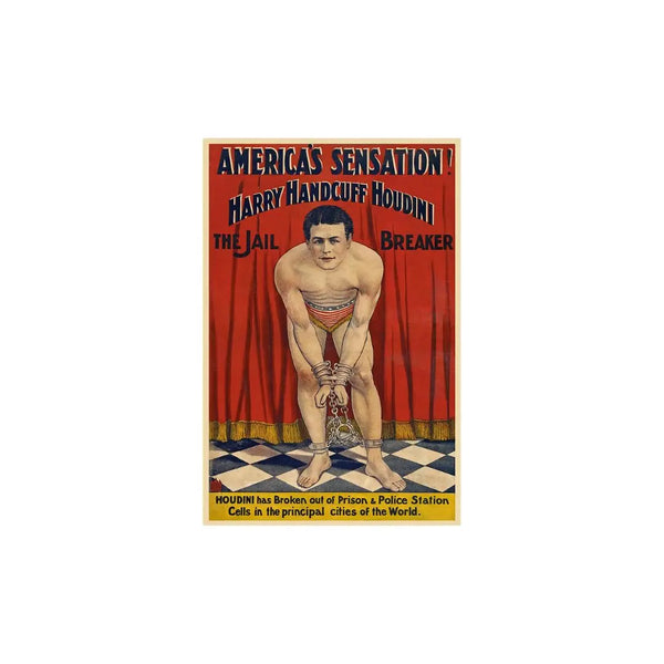 12" X 18" Houdini In Handcuffs Vintage Magic Poster Wall Art Homeroots Home Decor