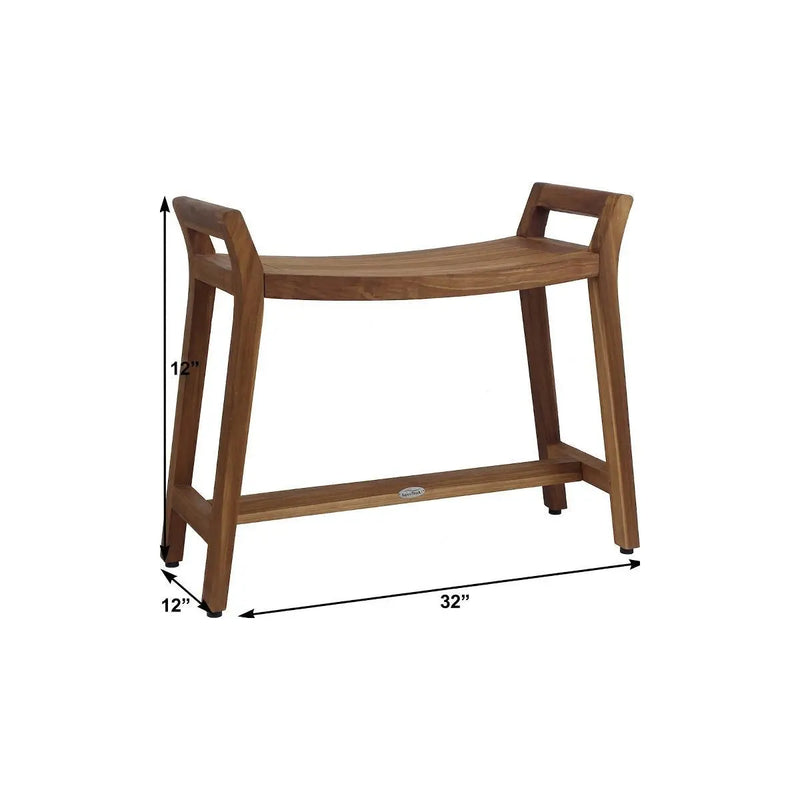 12" X 32" Brown Teak Rectangular Shower Bench Homeroots Bed & Bath