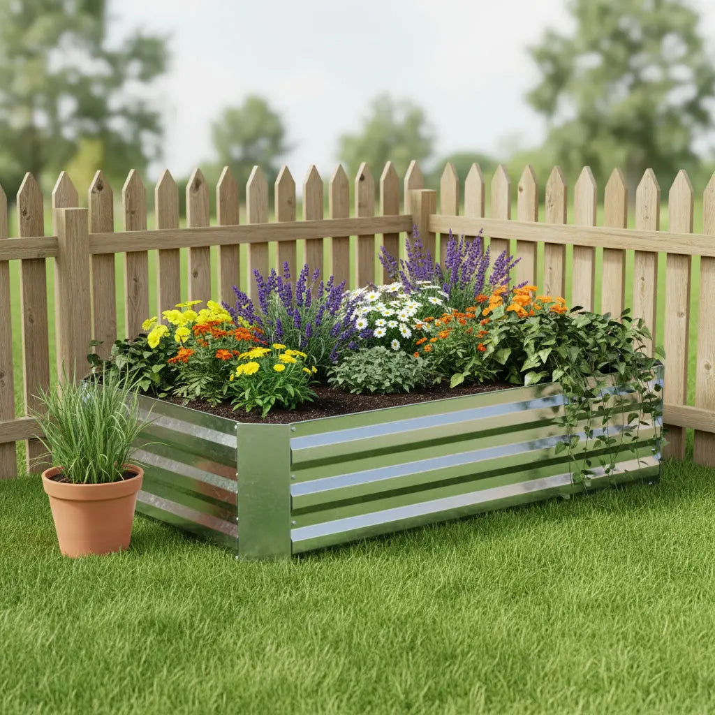 12" X 48" Silver Metal Rectangular Raised Garden Bed Homeroots Outdoor