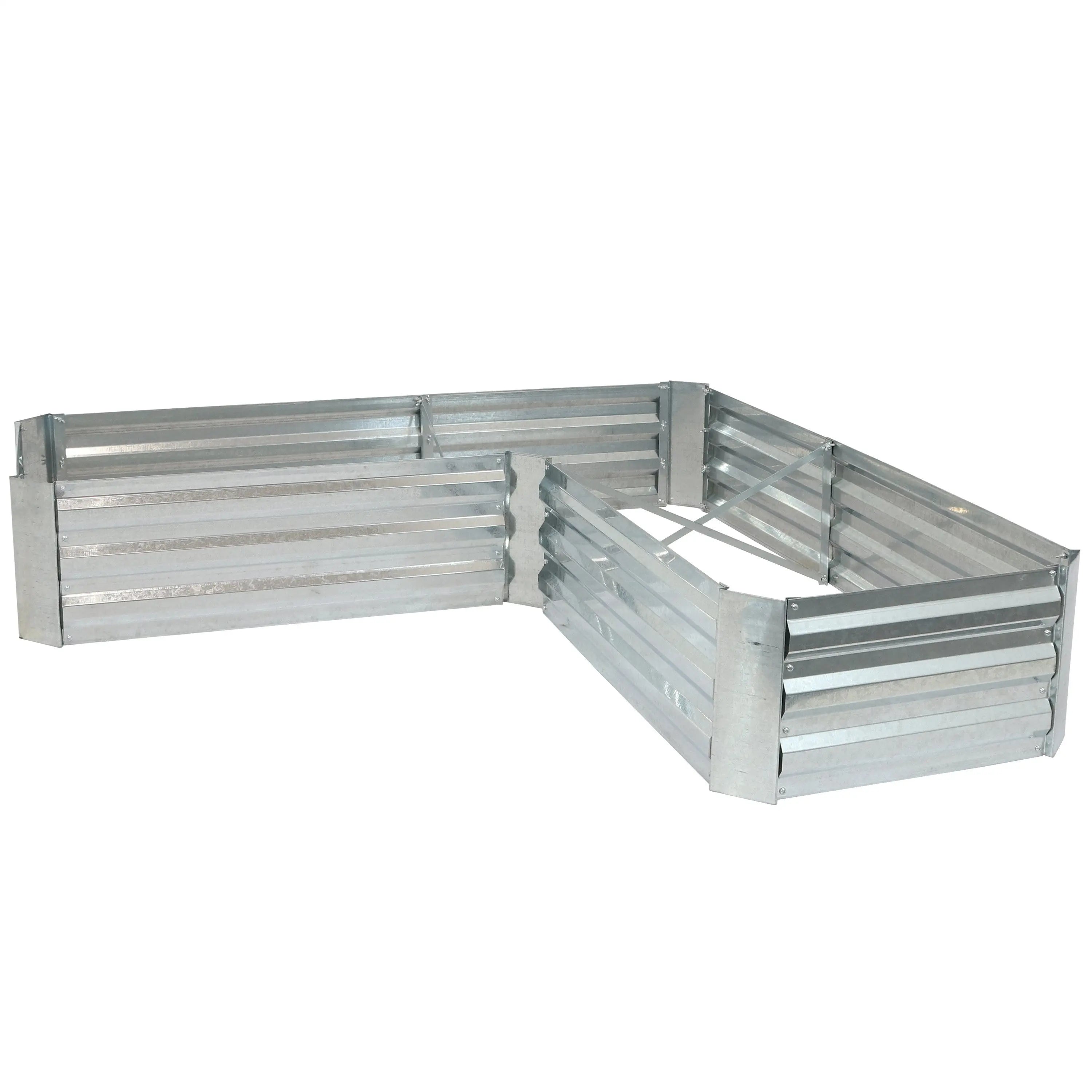 12" X 60" Silver Steel L Shape Raised Garden Bed Homeroots Outdoor