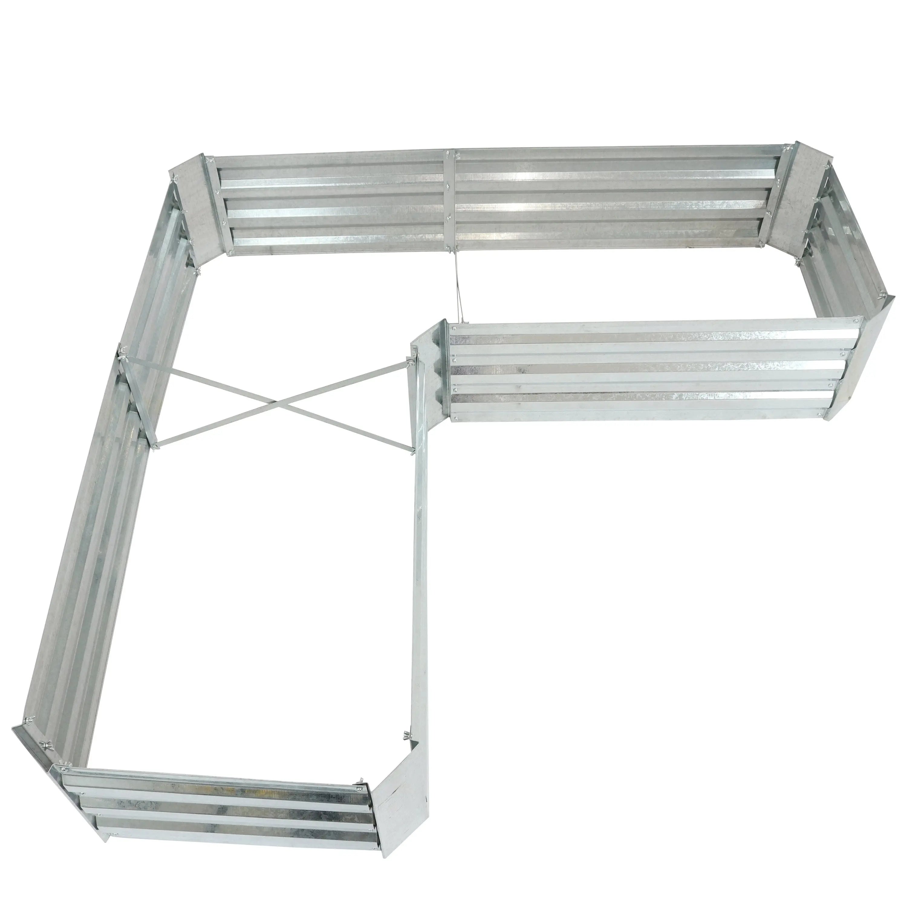 12" X 60" Silver Steel L Shape Raised Garden Bed Homeroots Outdoor