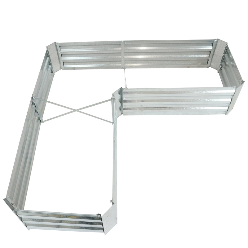 12" X 60" Silver Steel L Shape Raised Garden Bed Homeroots Outdoor