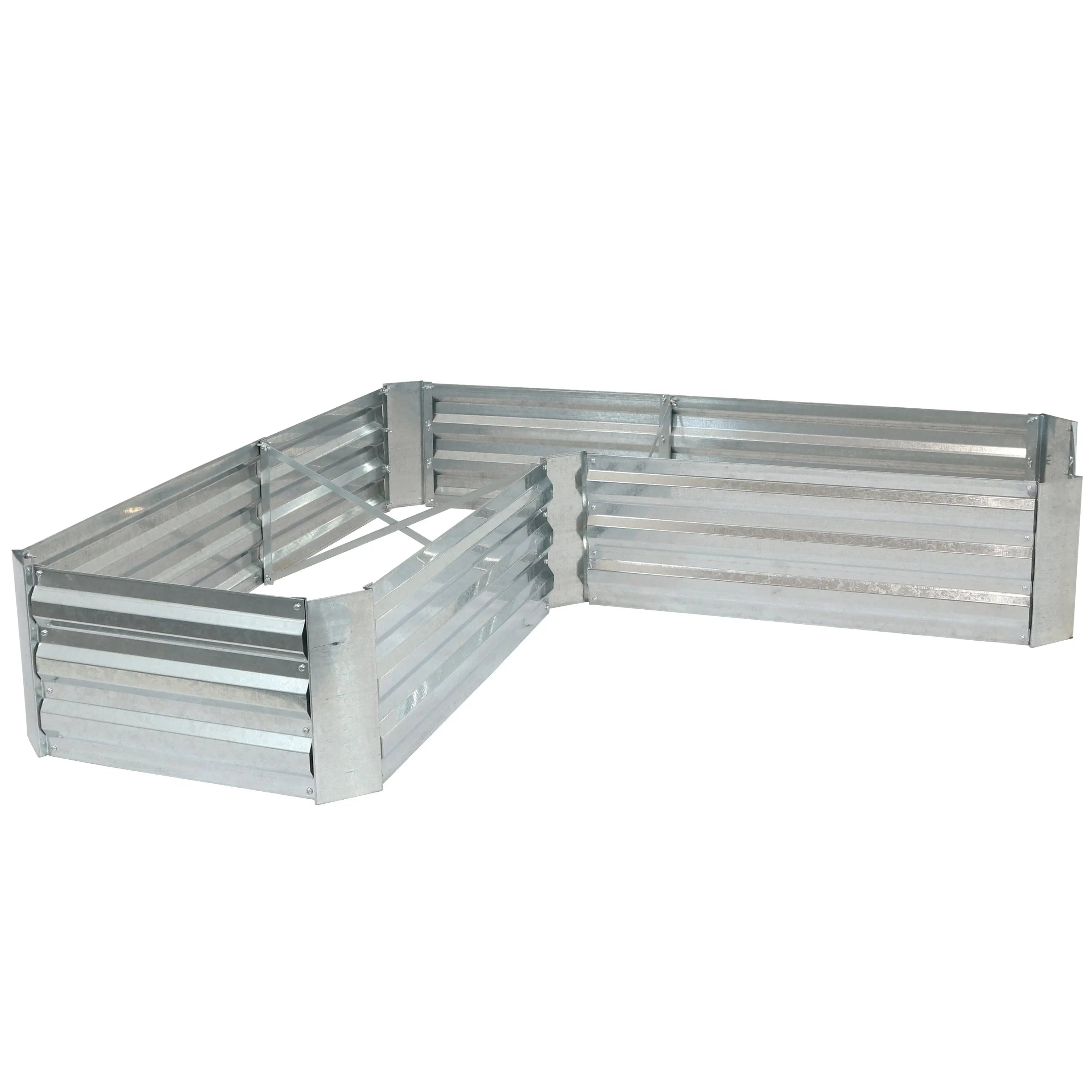 12" X 60" Silver Steel L Shape Raised Garden Bed Homeroots Outdoor