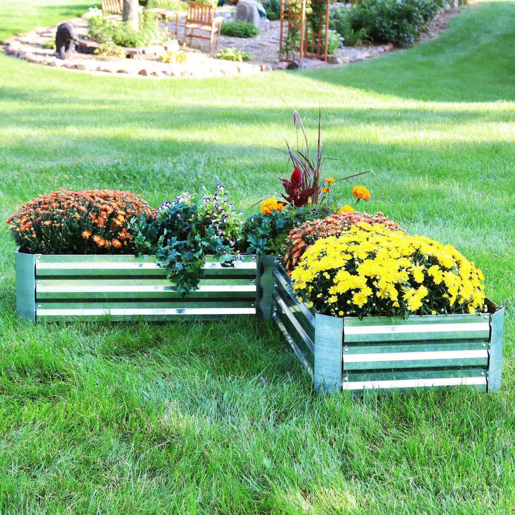 12" X 60" Silver Steel L Shape Raised Garden Bed Homeroots Outdoor