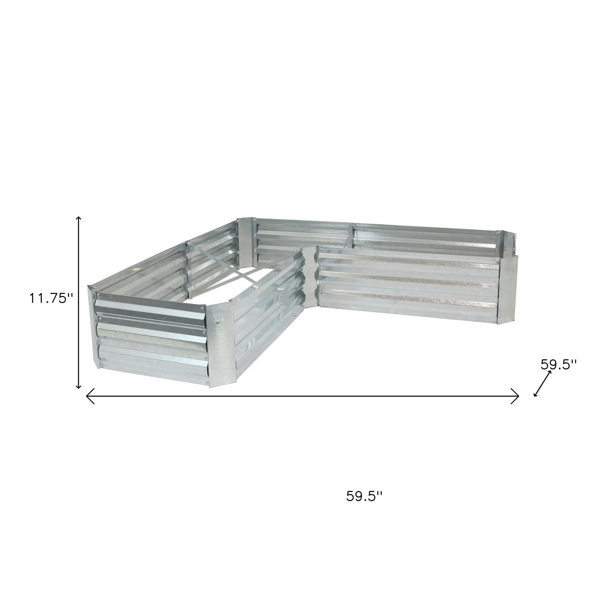 12" X 60" Silver Steel L Shape Raised Garden Bed Homeroots Outdoor