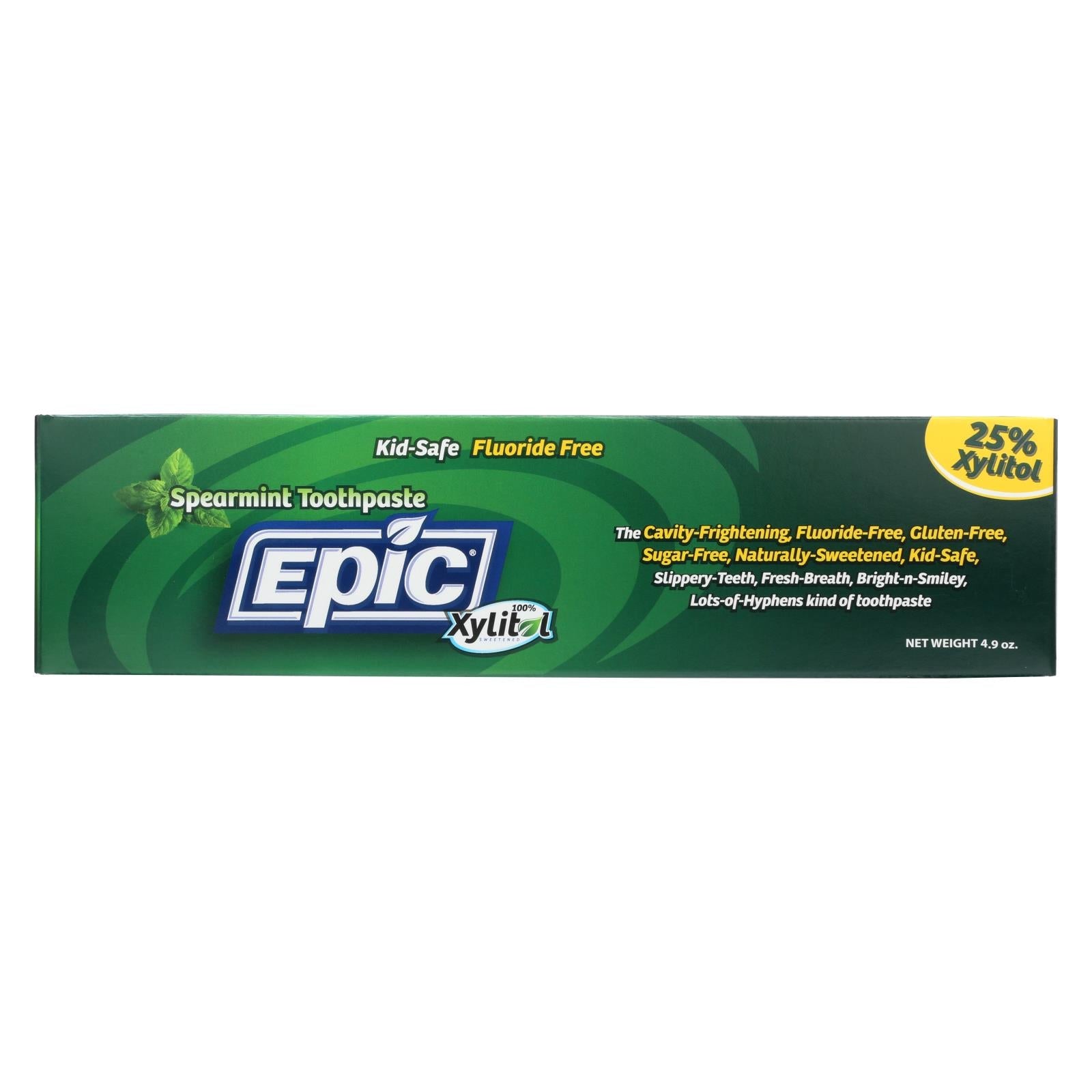 Epic Dental - Fluoride Free Xylitol Toothpaste - Spearmint - 4.9 Oz Epic Dental