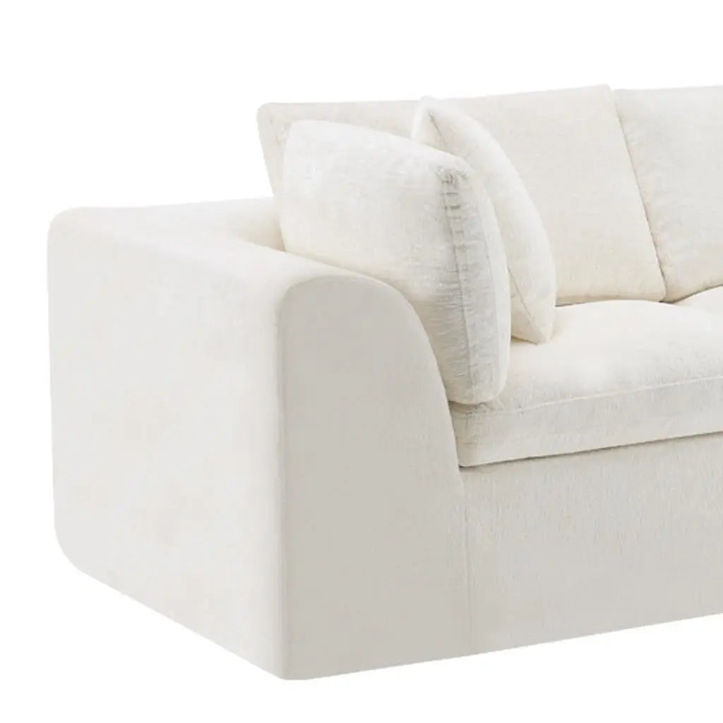 138" Beige Chenille Modular Sofa With Ottoman And Toss Pillows Homeroots Living Room