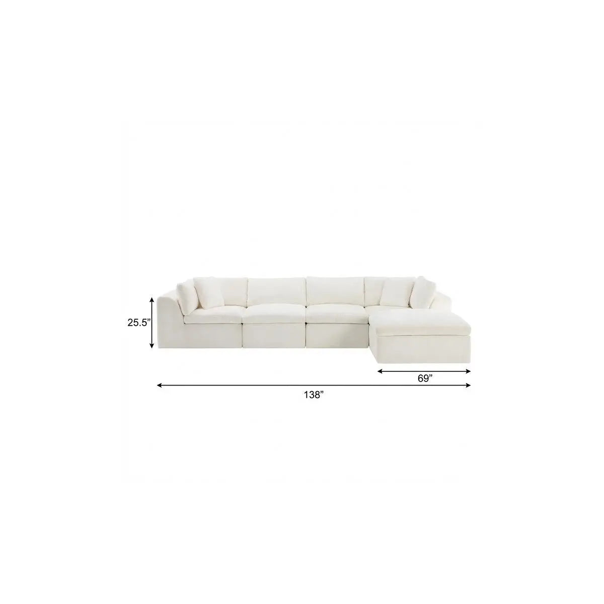 138" Beige Chenille Modular Sofa With Ottoman And Toss Pillows Homeroots Living Room