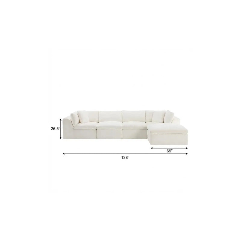138" Beige Chenille Modular Sofa With Ottoman And Toss Pillows Homeroots Living Room