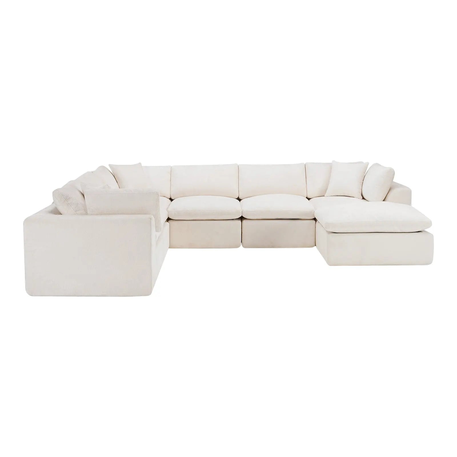 138" Beige Chenille Modular Sofa With Ottoman And Toss Pillows Homeroots Living Room