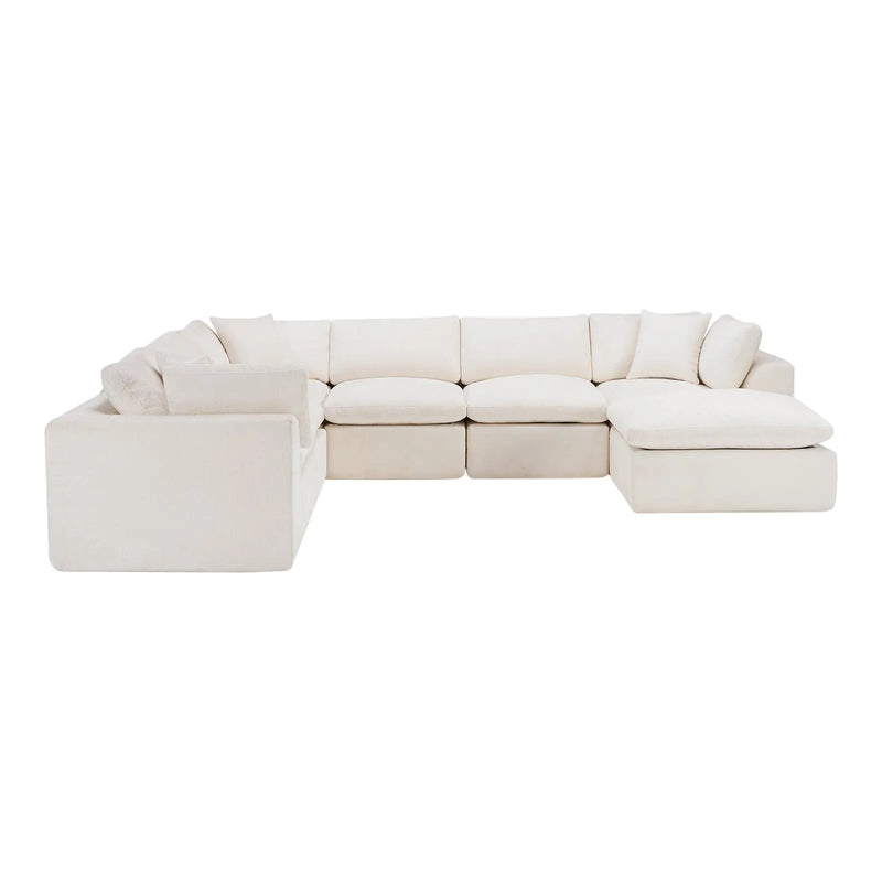 138" Beige Chenille Modular Sofa With Ottoman And Toss Pillows Homeroots Living Room