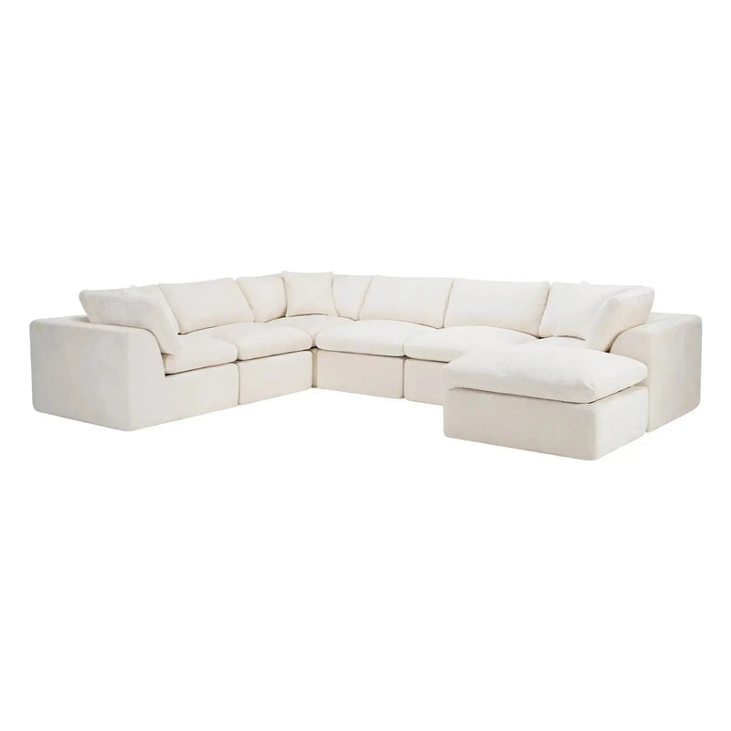 138" Beige Chenille Modular Sofa With Ottoman And Toss Pillows Homeroots Living Room