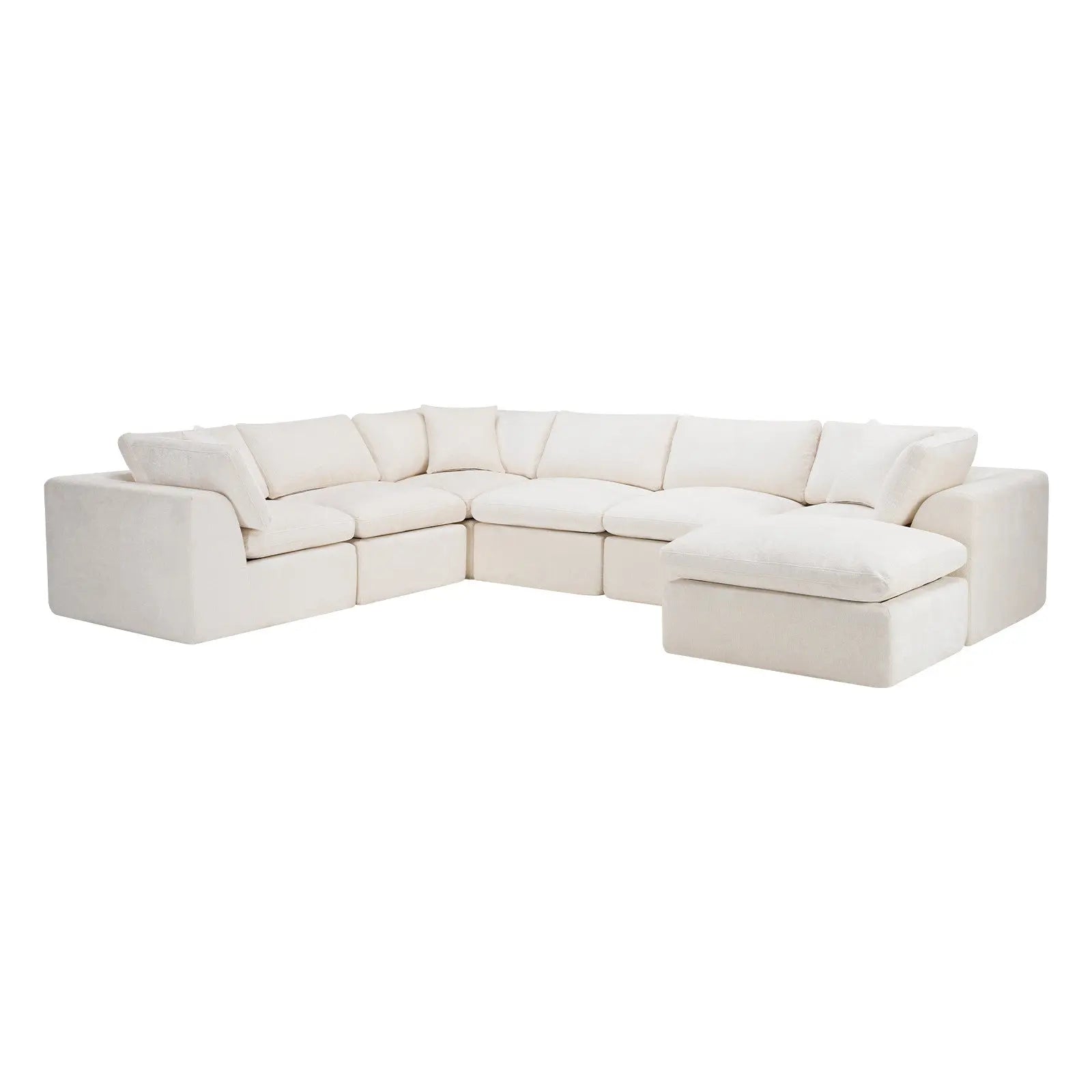 138" Beige Chenille Modular Sofa With Ottoman And Toss Pillows Homeroots Living Room