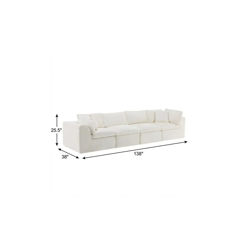 138" Beige Chenille Modular Sofa With Toss Pillows Homeroots Living Room