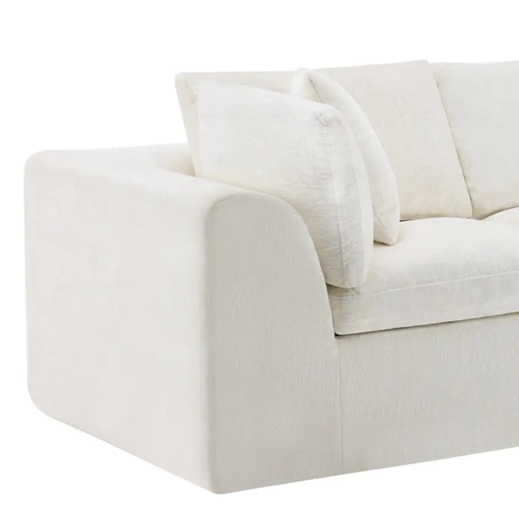 138" Beige Chenille Modular Sofa With Toss Pillows Homeroots Living Room