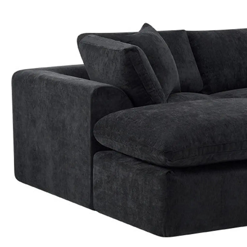 138" Black Chenille Modular Sofa Chaise With Ottoman And Toss Pillows Homeroots Living Room