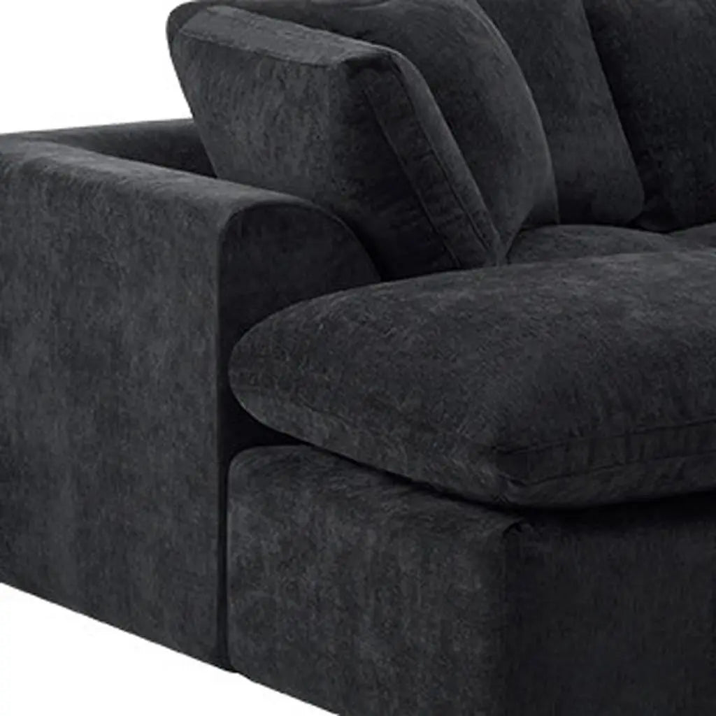 138" Black Chenille Modular Sofa Chaise With Ottoman And Toss Pillows Homeroots Living Room