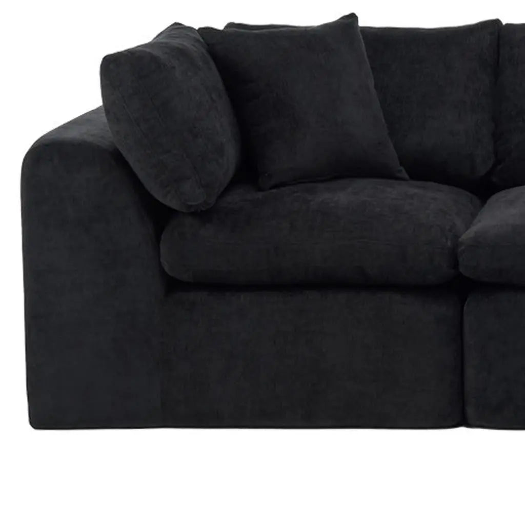 138" Black Chenille Modular Sofa With Ottoman And Toss Pillows Homeroots Living Room