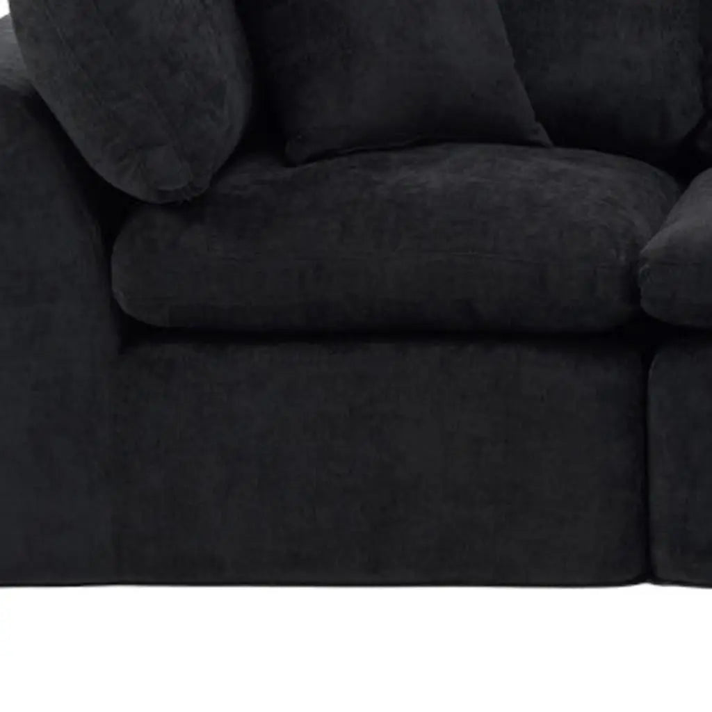 138" Black Chenille Modular Sofa With Ottoman And Toss Pillows Homeroots Living Room