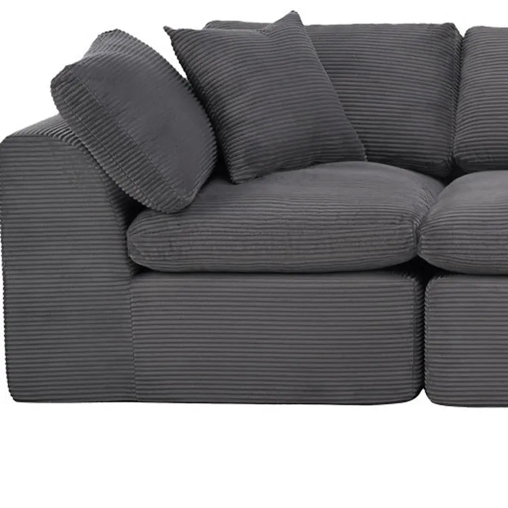 138" Dark Gray Corduroy Modular Sofa With Ottoman And Toss Pillows Homeroots Living Room