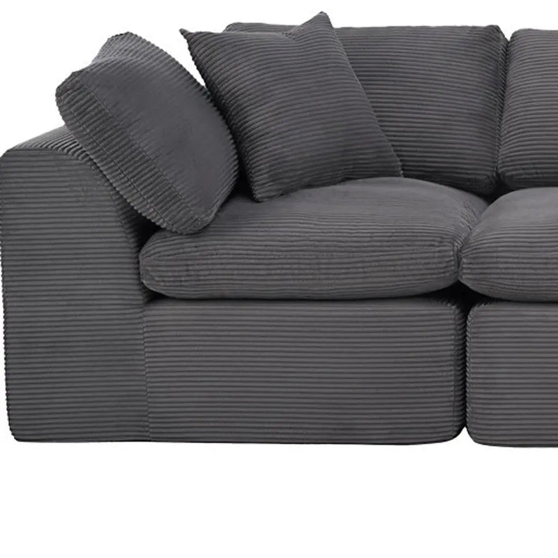 138" Dark Gray Corduroy Modular Sofa With Ottoman And Toss Pillows Homeroots Living Room