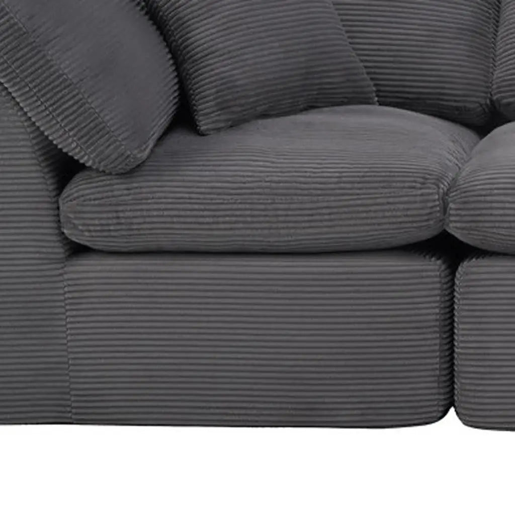 138" Dark Gray Corduroy Modular Sofa With Ottoman And Toss Pillows Homeroots Living Room