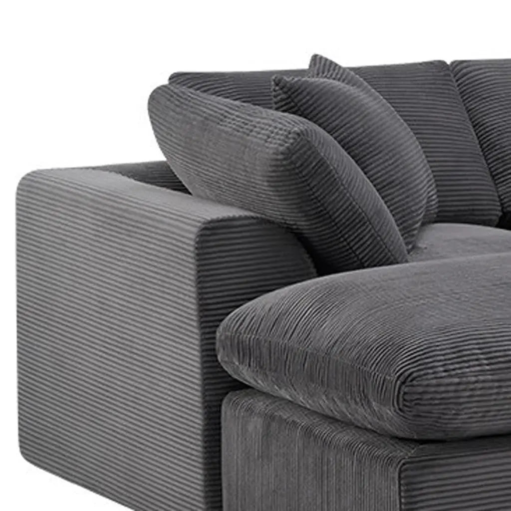 138" Dark Gray Corduroy Modular Sofa With Ottoman And Toss Pillows Homeroots Living Room
