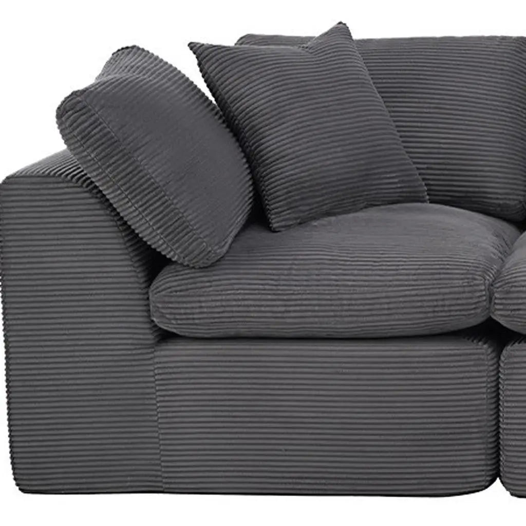 138" Dark Gray Corduroy Modular Sofa With Toss Pillows Homeroots Living Room