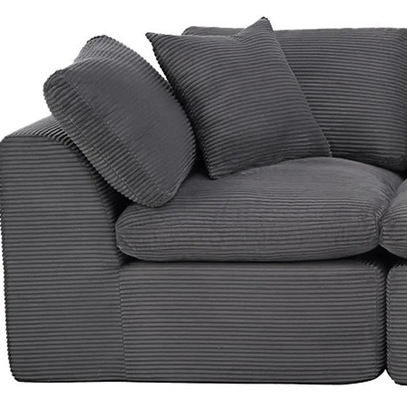 138" Dark Gray Corduroy Modular Sofa With Toss Pillows Homeroots Living Room