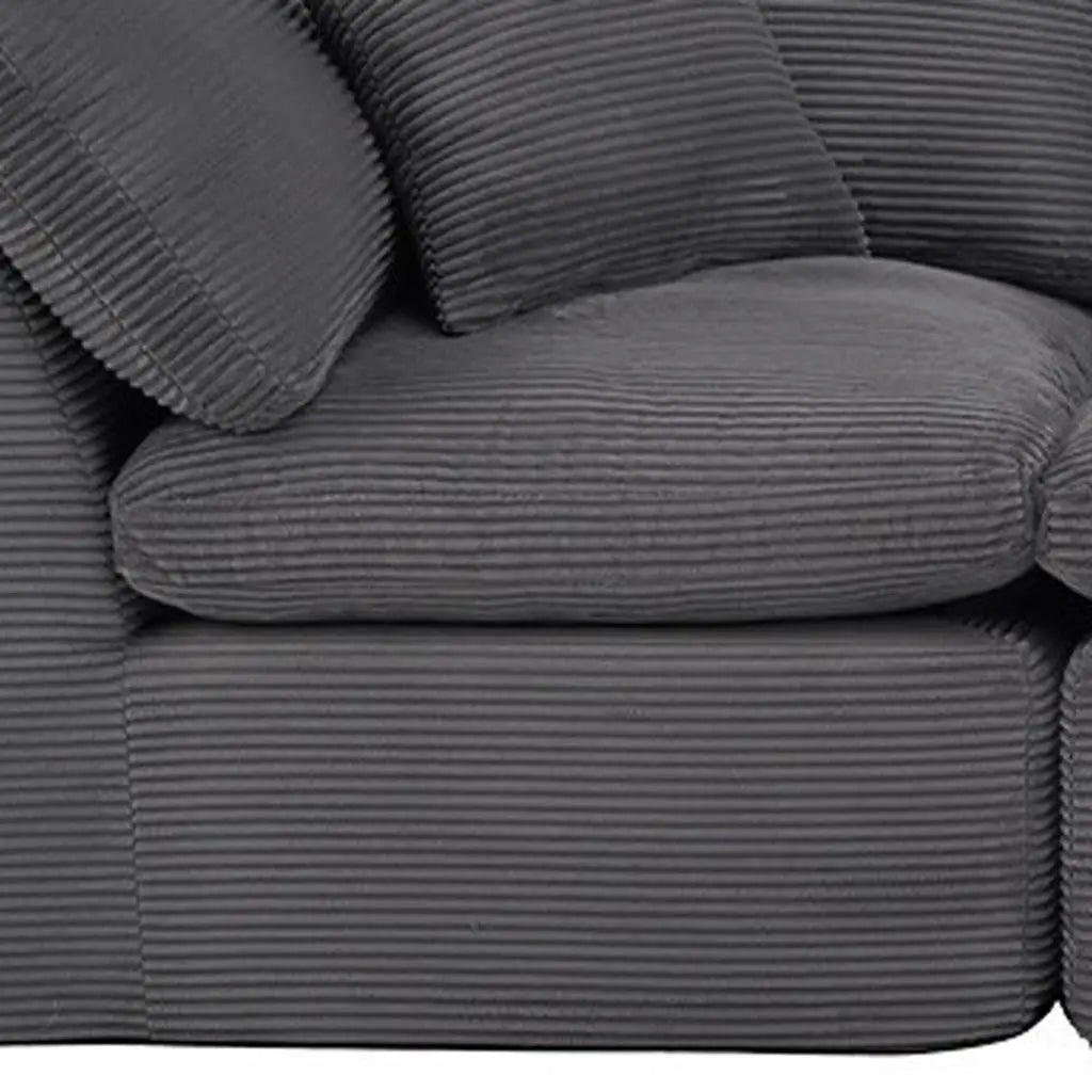 138" Dark Gray Corduroy Modular Sofa With Toss Pillows Homeroots Living Room