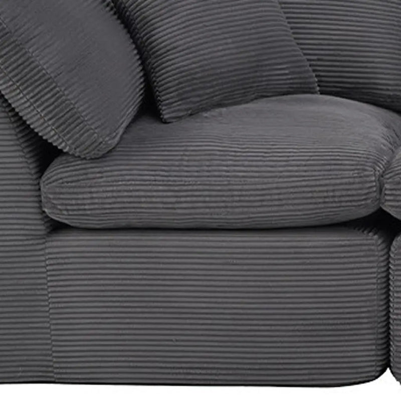 138" Dark Gray Corduroy Modular Sofa With Toss Pillows Homeroots Living Room
