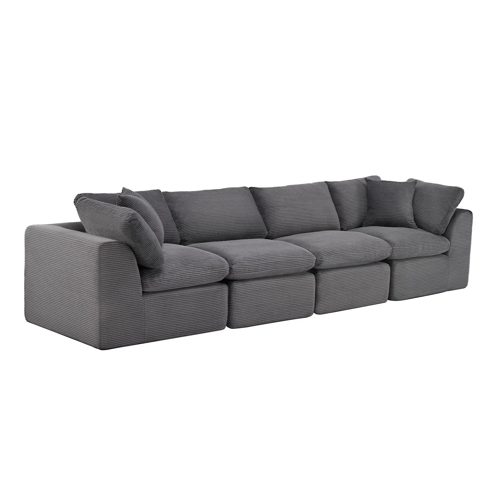 138" Dark Gray Corduroy Modular Sofa With Toss Pillows Homeroots Living Room