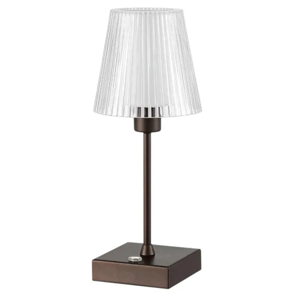 13" Antiqued Bronze USB Table Lamp With Empire Shade Homeroots Lighting