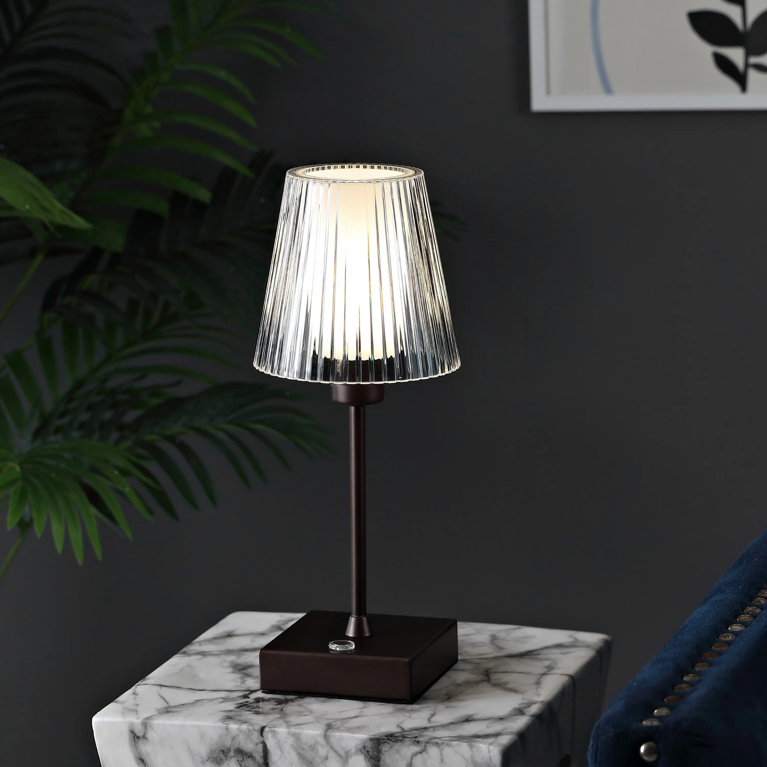 13" Antiqued Bronze USB Table Lamp With Empire Shade Homeroots Lighting