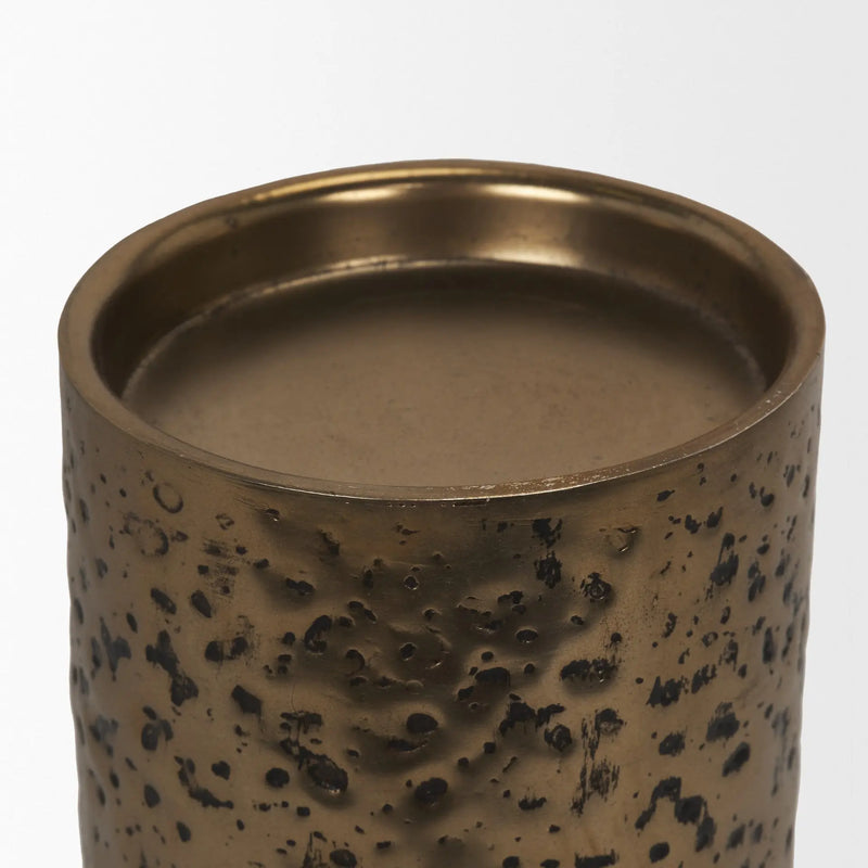 13" Antiqued Gold Metal Tabletop Votive Candle Holder Homeroots Home Decor