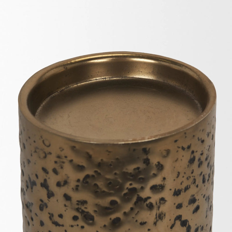 13" Antiqued Gold Metal Tabletop Votive Candle Holder Homeroots Home Decor