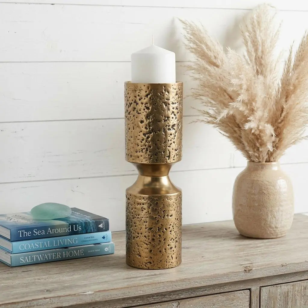13" Antiqued Gold Metal Tabletop Votive Candle Holder Homeroots Home Decor