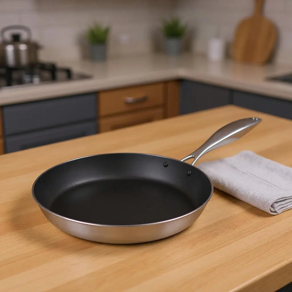 13" Black And Silver Stainless Steel Frying Pan Homeroots Kitchen & Dining