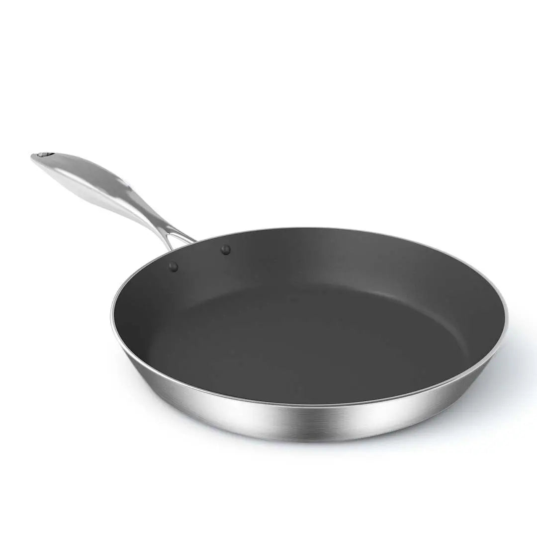 13" Black And Silver Stainless Steel Frying Pan Homeroots Kitchen & Dining