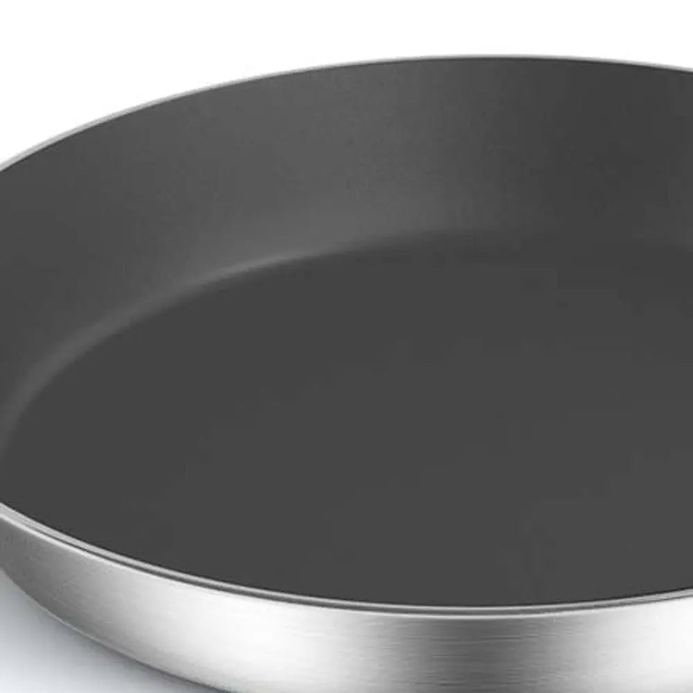 13" Black And Silver Stainless Steel Frying Pan Homeroots Kitchen & Dining