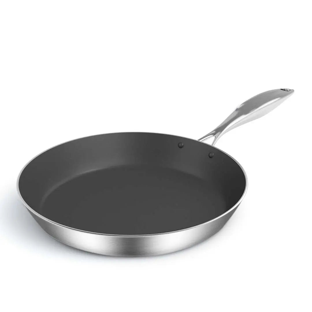 13" Black And Silver Stainless Steel Frying Pan Homeroots Kitchen & Dining