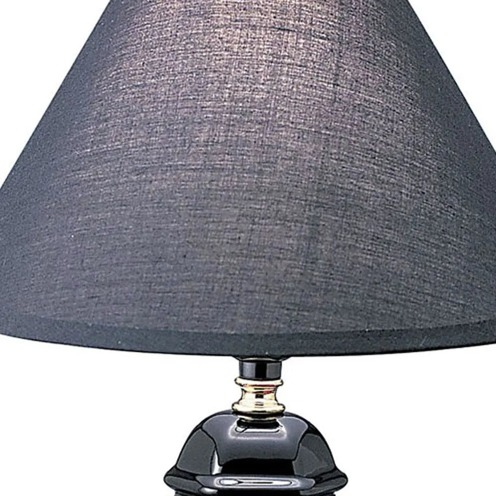 13" Black Ceramic Bedside Table Lamp With Black Shade Homeroots Lighting
