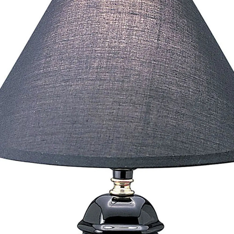 13" Black Ceramic Bedside Table Lamp With Black Shade Homeroots Lighting