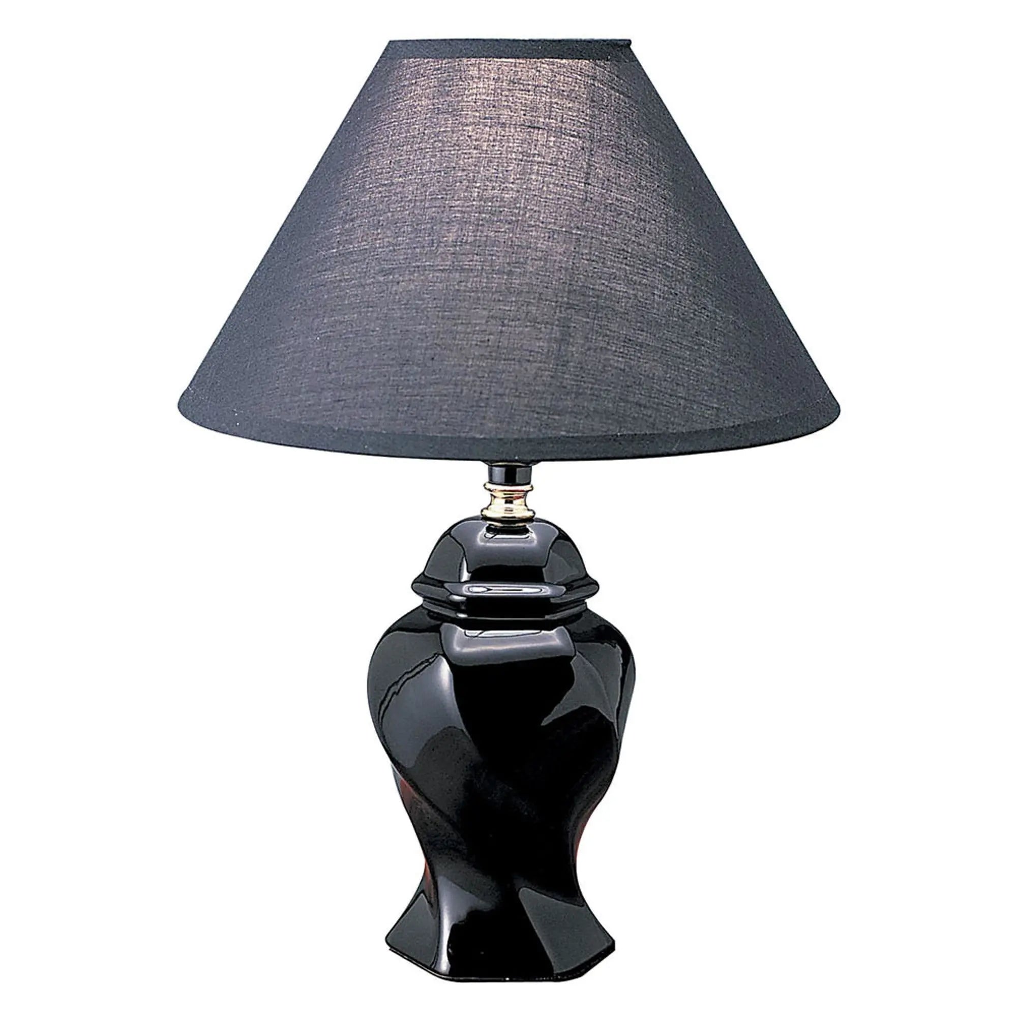 13" Black Ceramic Bedside Table Lamp With Black Shade Homeroots Lighting