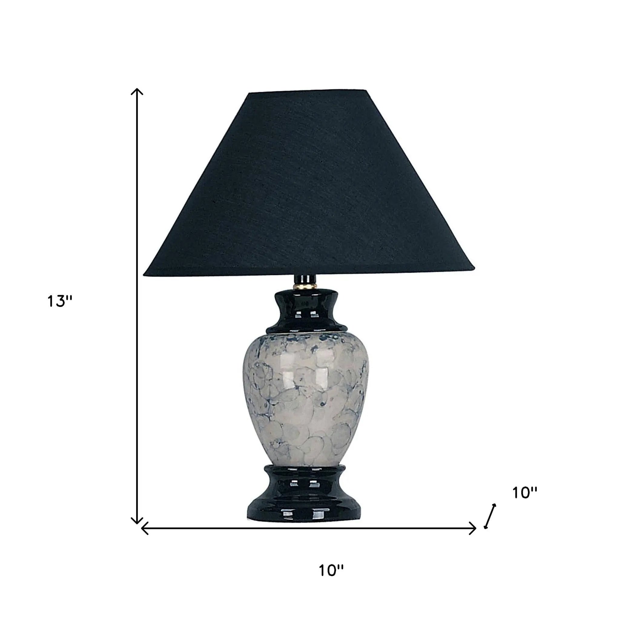 13" Black Ceramic Bedside Table Lamp With Black Shade Homeroots Lighting