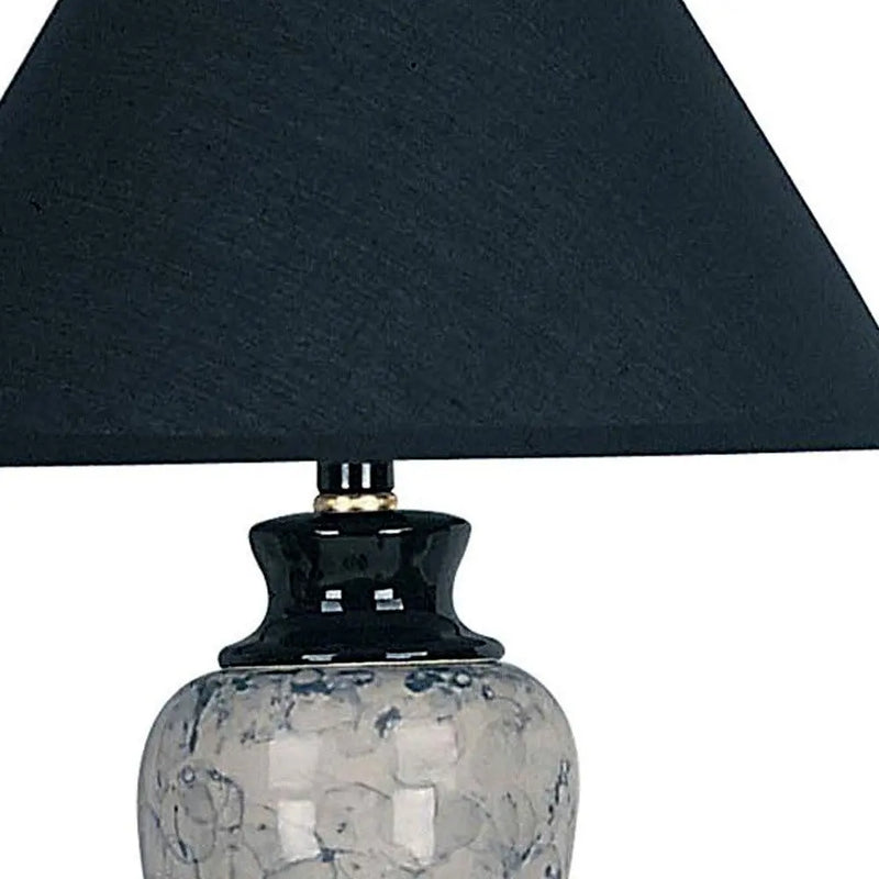 13" Black Ceramic Bedside Table Lamp With Black Shade Homeroots Lighting