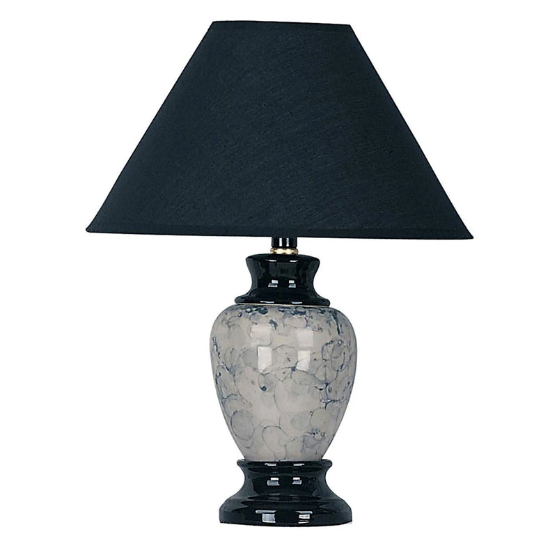 13" Black Ceramic Bedside Table Lamp With Black Shade Homeroots Lighting