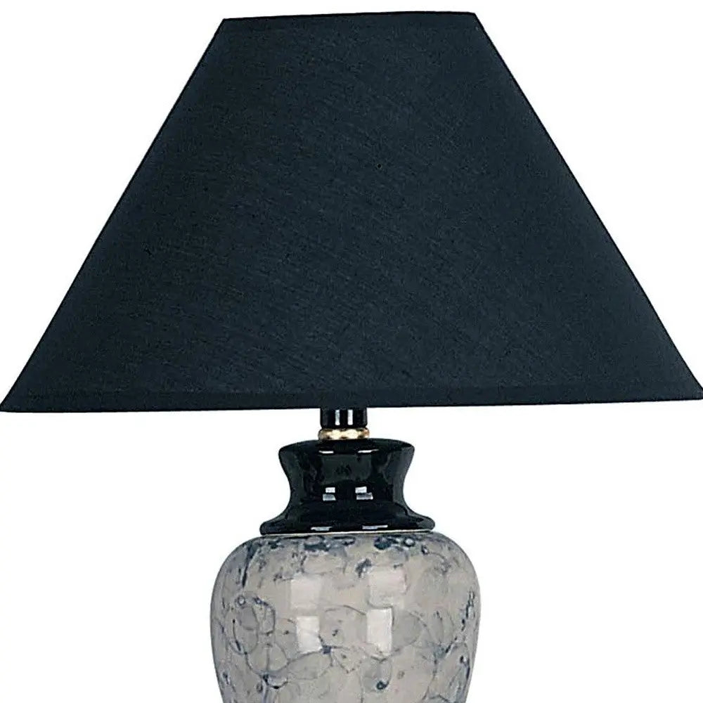 13" Black Ceramic Bedside Table Lamp With Black Shade Homeroots Lighting