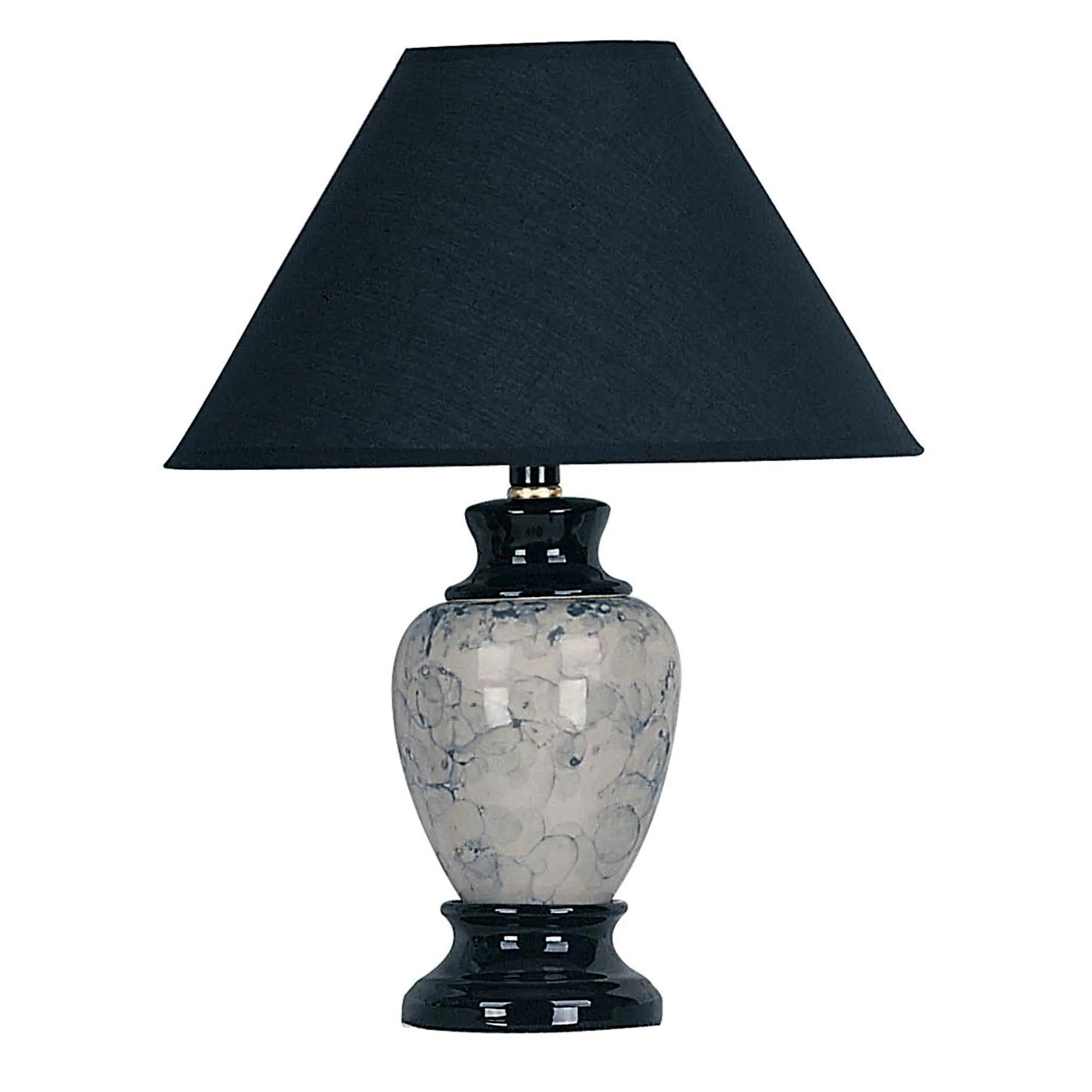 13" Black Ceramic Bedside Table Lamp With Black Shade Homeroots Lighting